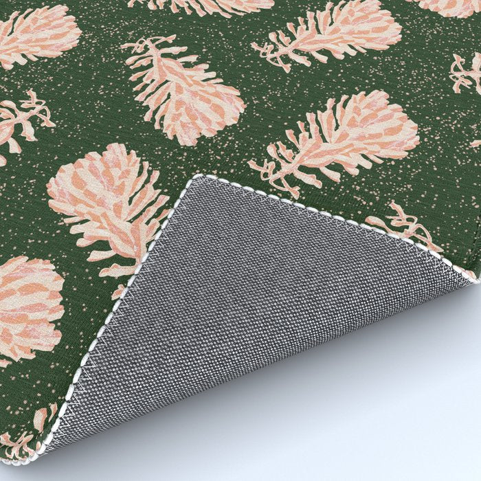 Dancing Pinecones in Forest Green & Pink Rug Gallery Image 4