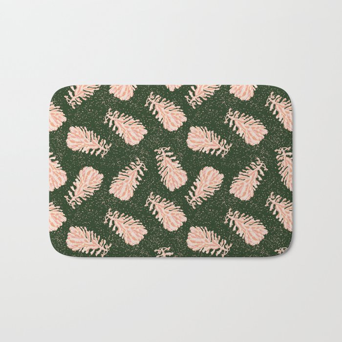 Dancing Pinecones in Forest Green & Pink Bath Mat Gallery Image 1