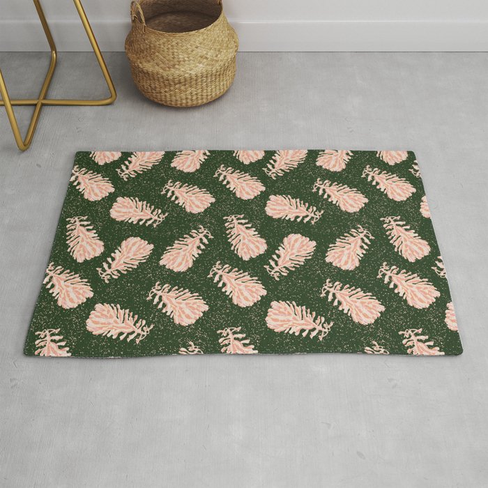 Dancing Pinecones in Forest Green & Pink Rug Gallery Image 1