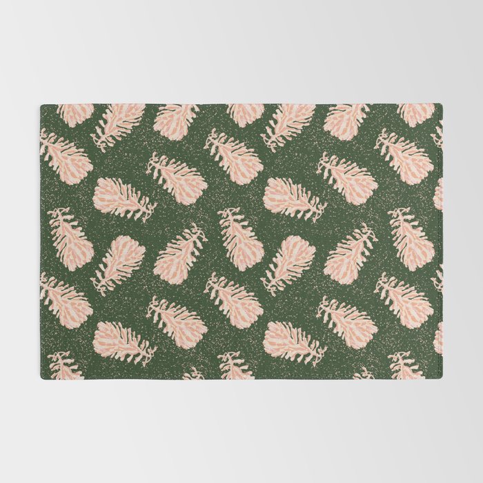Dancing Pinecones in Forest Green & Pink Rug Gallery Image 2