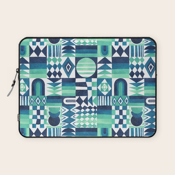 Geometric Tapestry - Aqua Laptop Sleeve Gallery Image 1