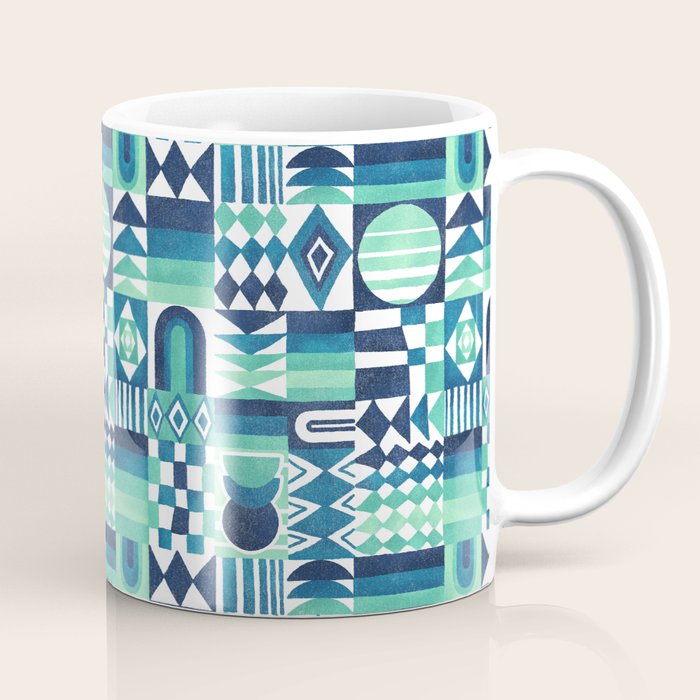 Geometric Tapestry - Aqua Coffee Mug Gallery Image 1