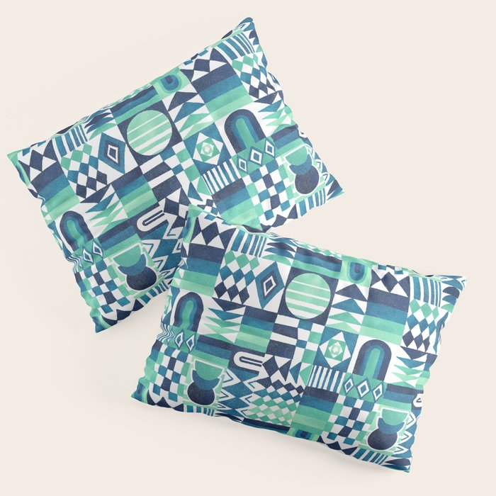 Geometric Tapestry - Aqua Pillow Sham Gallery Image 3