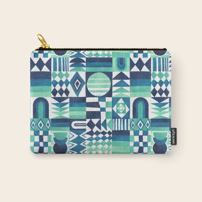 Geometric Tapestry - Aqua Carry All Pouch Gallery Image 1