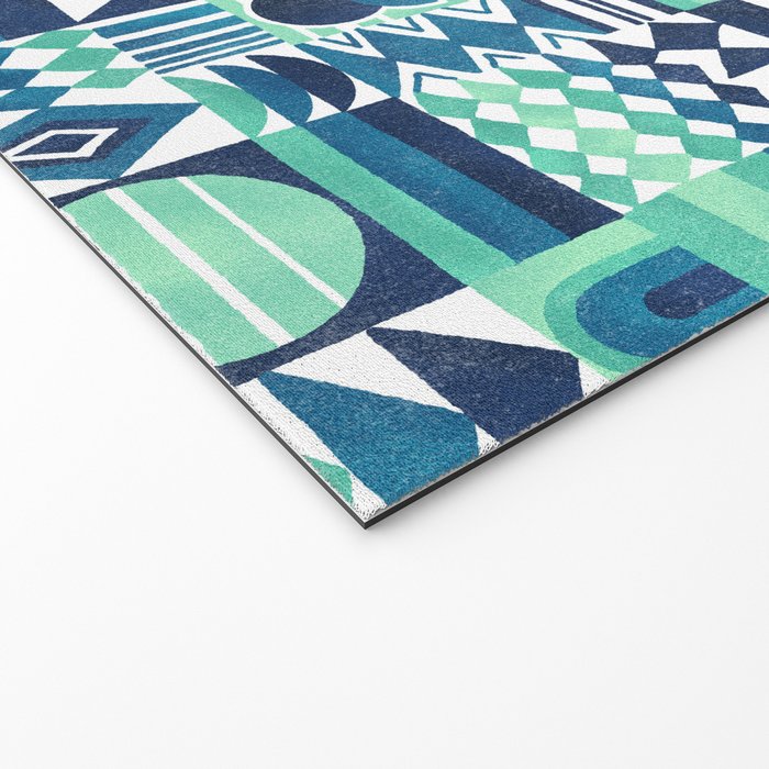 Geometric Tapestry - Aqua Welcome Mat Gallery Image 2