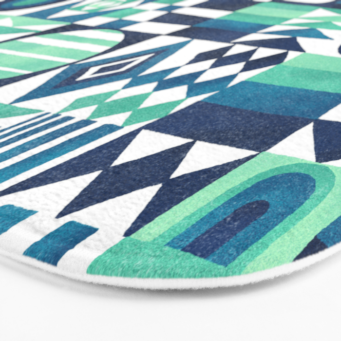 Geometric Tapestry - Aqua Bath Mat Gallery Image 3