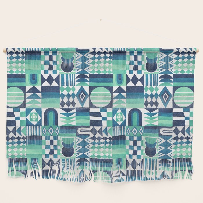 Geometric Tapestry - Aqua Wall Hanging Gallery Image 1