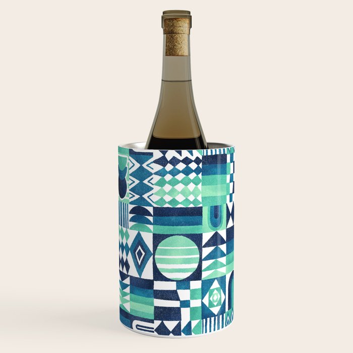 Geometric Tapestry - Aqua Wine Chiller Gallery Image 1