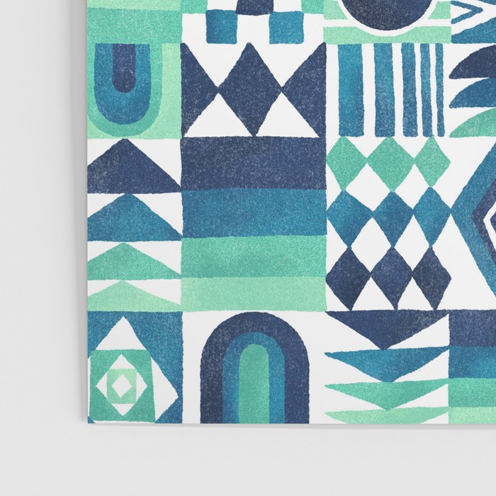 Geometric Tapestry - Aqua Poster Gallery Image 3