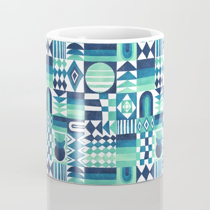 Geometric Tapestry - Aqua Coffee Mug Gallery Image 4