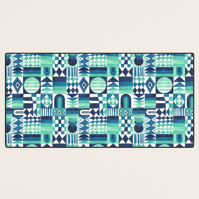 Geometric Tapestry - Aqua Desk Mat Gallery Image 3