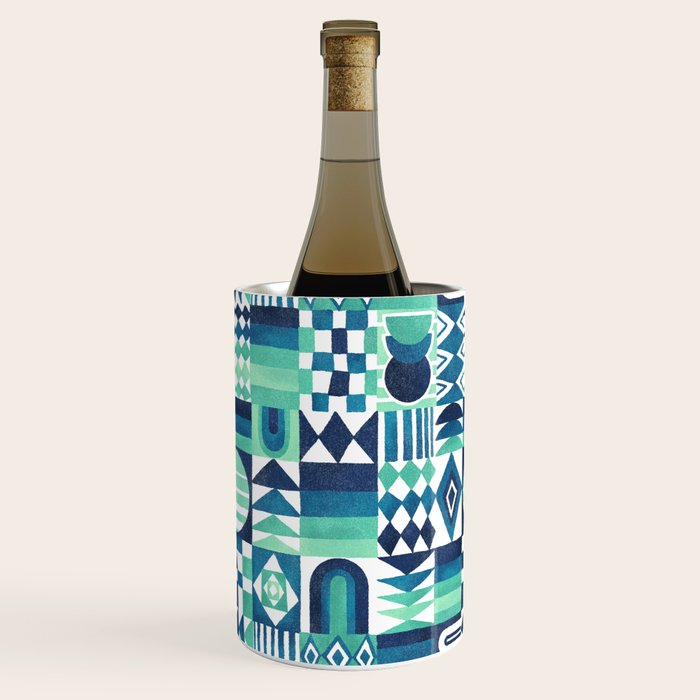 Geometric Tapestry - Aqua Wine Chiller Gallery Image 2