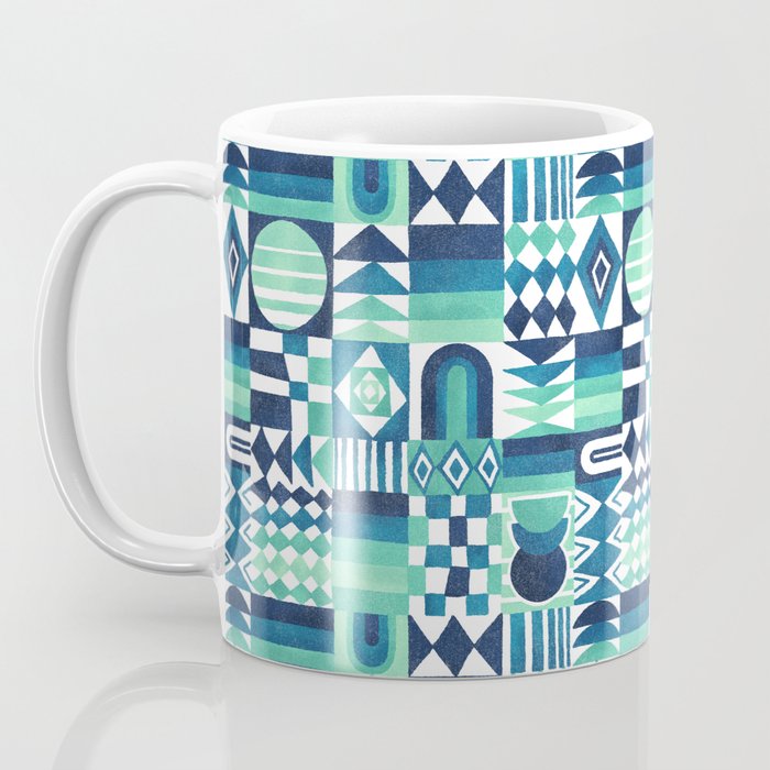 Geometric Tapestry - Aqua Coffee Mug Gallery Image 3