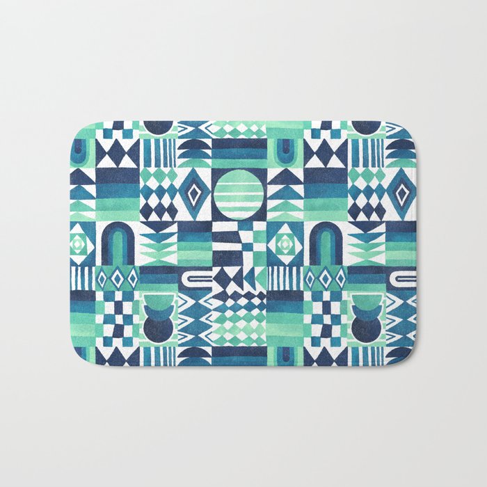Geometric Tapestry - Aqua Bath Mat Gallery Image 1
