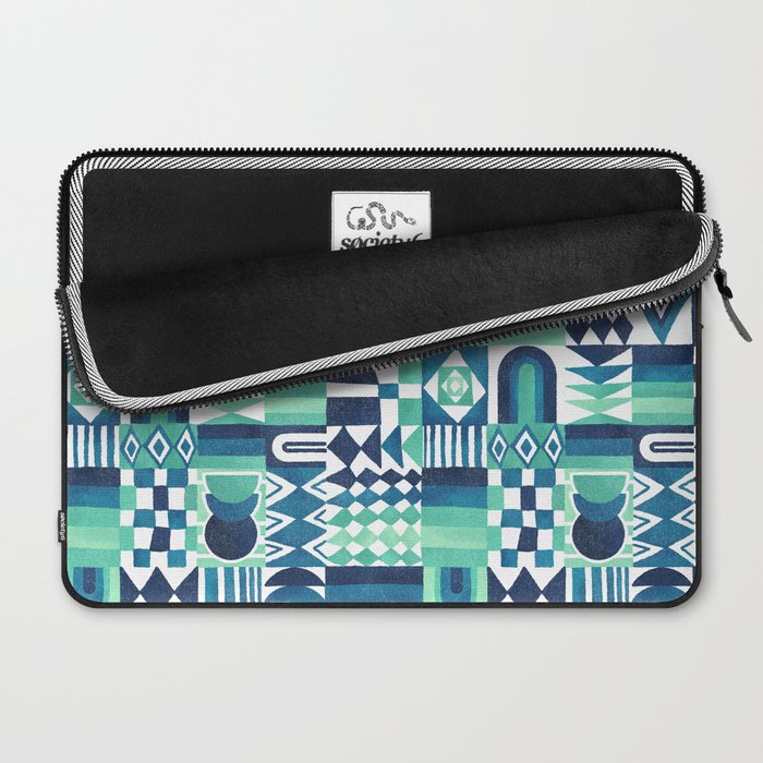 Geometric Tapestry - Aqua Laptop Sleeve Gallery Image 2