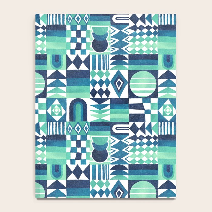 Geometric Tapestry - Aqua Notebook Gallery Image 4