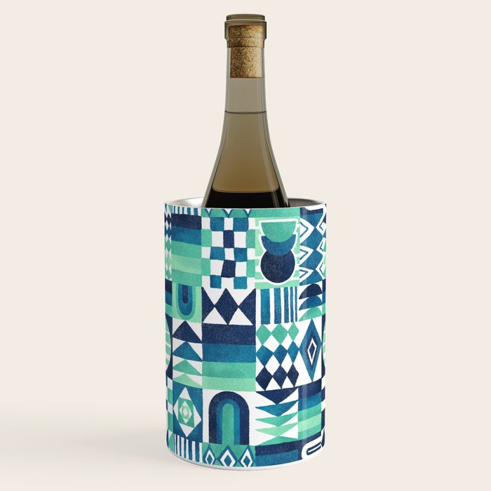 Geometric Tapestry - Aqua Wine Chiller Gallery Image 3