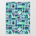 Geometric Tapestry - Aqua Poster Gallery Image 4