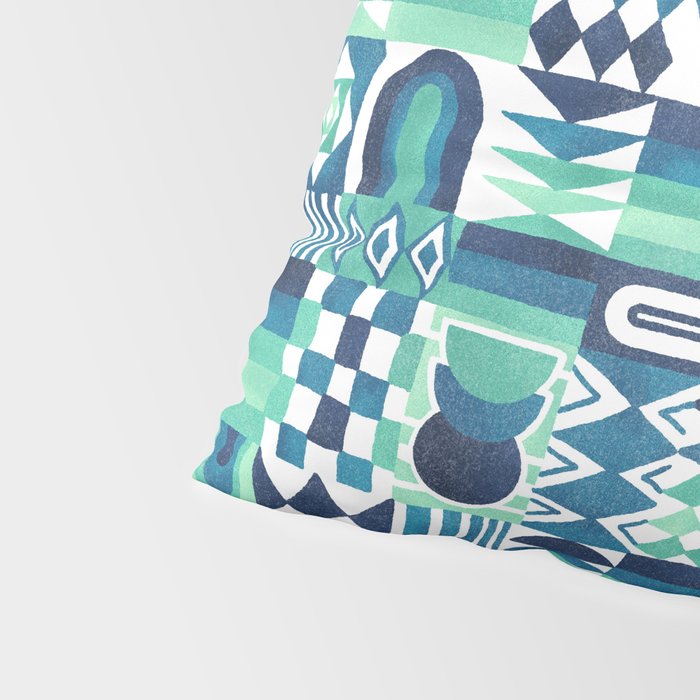 Geometric Tapestry - Aqua Pillow Sham Gallery Image 4