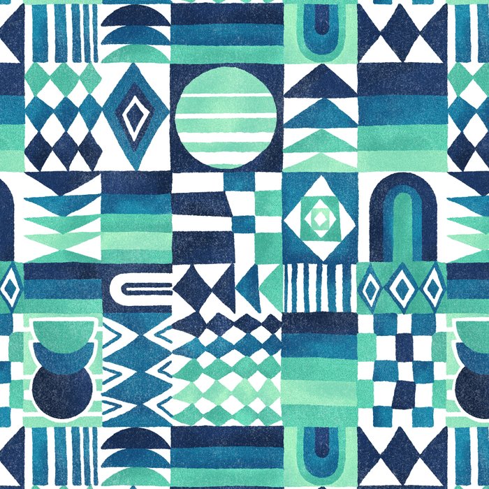 Geometric Tapestry - Aqua Coffee Mug Gallery Image 2