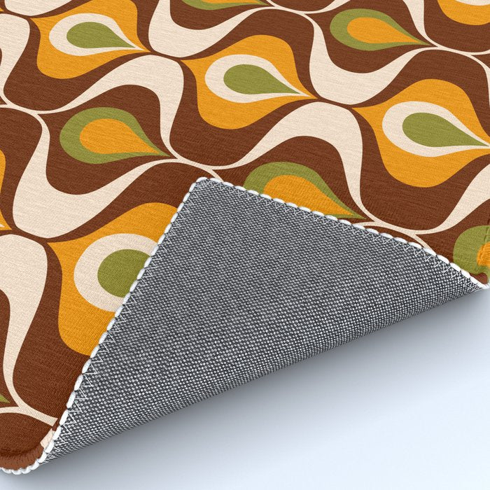 Retro 70s ovals op-art pattern brown, orange Rug Gallery Image 4