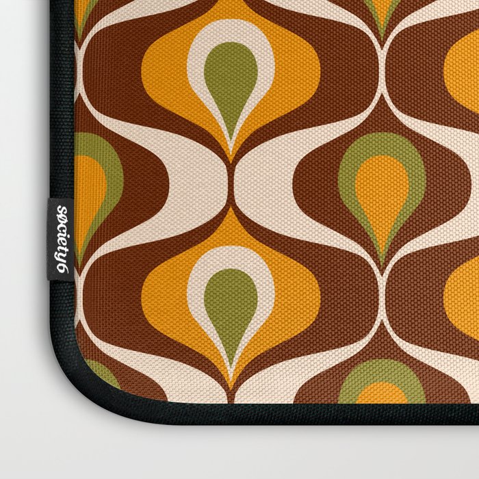 Retro 70s ovals op-art pattern brown, orange Laptop Sleeve Gallery Image 3