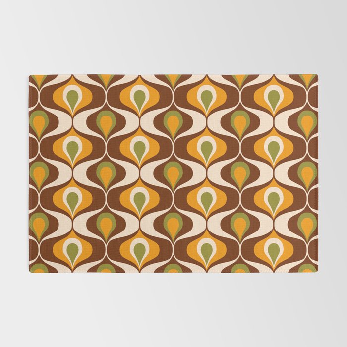 Retro 70s ovals op-art pattern brown, orange Rug Gallery Image 2