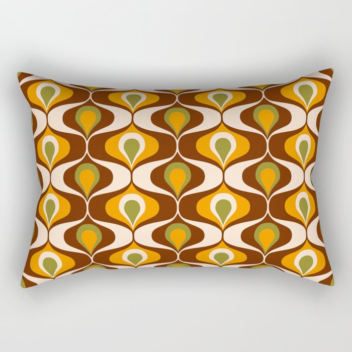 Retro 70s ovals op-art pattern brown, orange Rectangular Pillow Gallery Image 1
