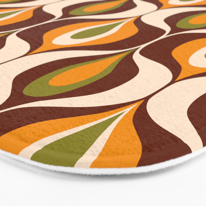 Retro 70s ovals op-art pattern brown, orange Bath Mat Gallery Image 3