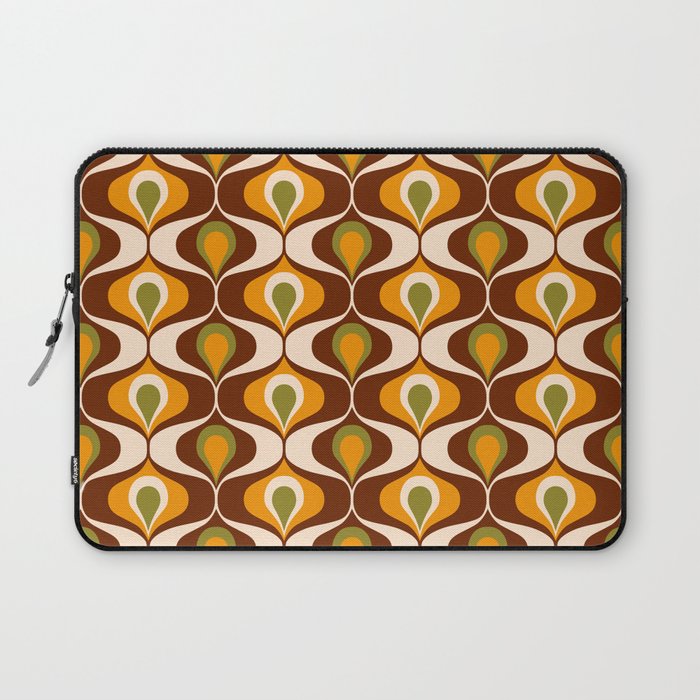 Retro 70s ovals op-art pattern brown, orange Laptop Sleeve Gallery Image 1