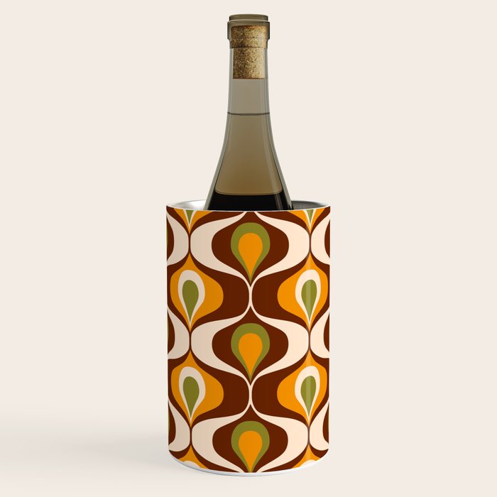 Retro 70s ovals op-art pattern brown, orange Wine Chiller Gallery Image 3