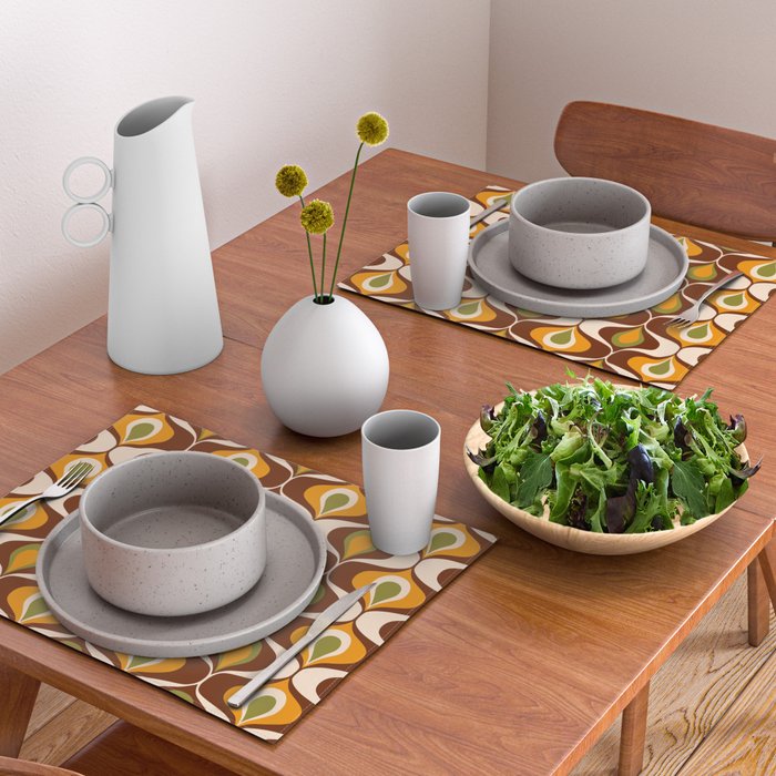 Retro 70s ovals op-art pattern brown, orange Placemat Gallery Image 2