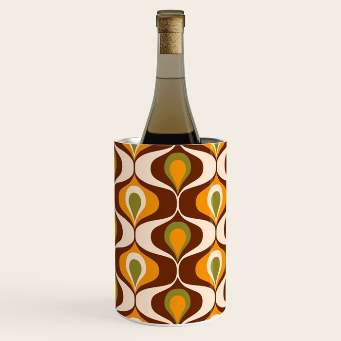 Retro 70s ovals op-art pattern brown, orange Wine Chiller Gallery Image 2