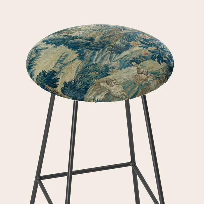 Antique 18th Century Flemish Verdure Green Bird Garden Landscape Tapestry Stool Gallery Image 2