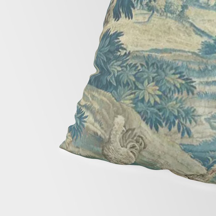 Antique 18th Century Flemish Verdure Green Bird Garden Landscape Tapestry Pillow Sham Gallery Image 4