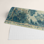 Antique 18th Century Flemish Verdure Green Bird Garden Landscape Tapestry Wrapping Paper Gallery Image 2