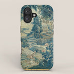 Antique 18th Century Flemish Verdure Green Bird Garden Landscape Tapestry iPhone Case Gallery Image 1