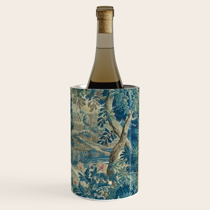 Antique 18th Century Flemish Verdure Green Bird Garden Landscape Tapestry Wine Chiller Gallery Image 3