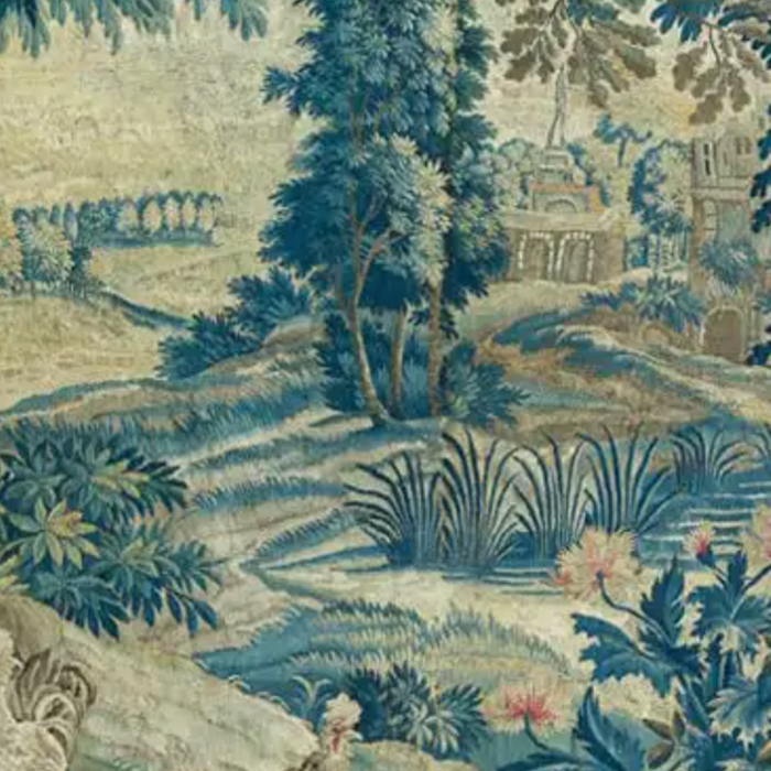Antique 18th Century Flemish Verdure Green Bird Garden Landscape Tapestry Coffee Mug Gallery Image 2