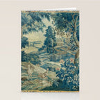 Antique 18th Century Flemish Verdure Green Bird Garden Landscape Tapestry Stationery Card Gallery Image 2