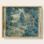 Antique 18th Century Flemish Verdure Green Bird Garden Landscape Tapestry Serving Tray Gallery Image 1
