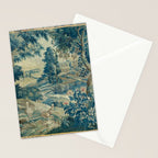 Antique 18th Century Flemish Verdure Green Bird Garden Landscape Tapestry Stationery Card Gallery Image 2