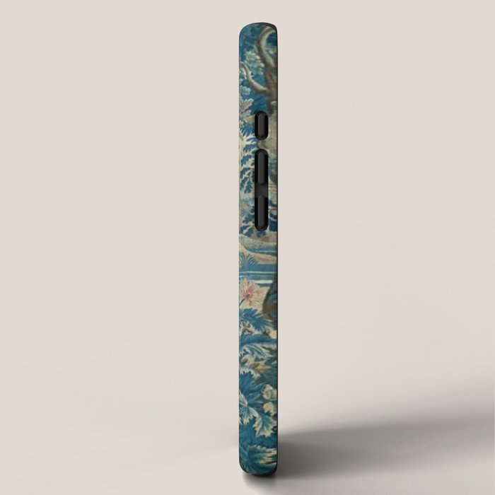 Antique 18th Century Flemish Verdure Green Bird Garden Landscape Tapestry iPhone Case Gallery Image 2