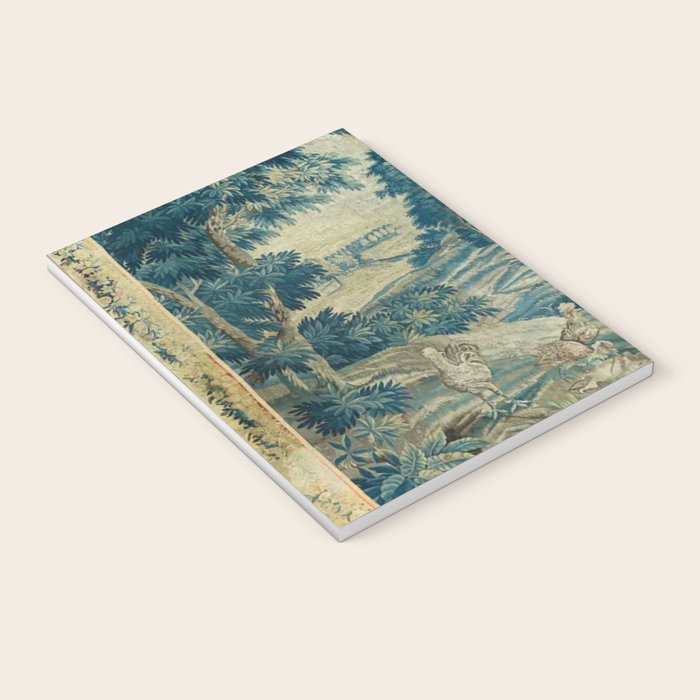 Antique 18th Century Flemish Verdure Green Bird Garden Landscape Tapestry Notebook Gallery Image 3