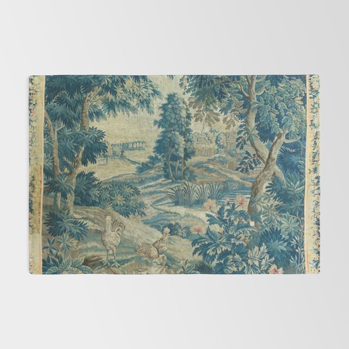 Antique 18th Century Flemish Verdure Green Bird Garden Landscape Tapestry Rug Gallery Image 2