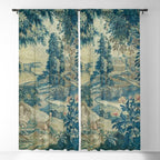 Antique 18th Century Flemish Verdure Green Bird Garden Landscape Tapestry Window Curtain Gallery Image 5
