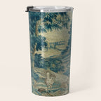 Antique 18th Century Flemish Verdure Green Bird Garden Landscape Tapestry Travel Mug Gallery Image 3
