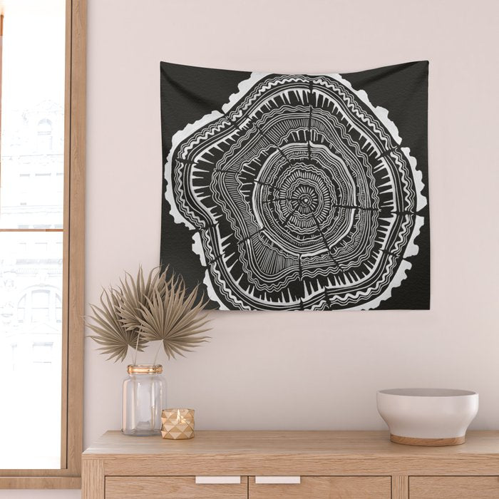 Growth Rings - 65 Years - Black Wall Tapestry Gallery Image 2