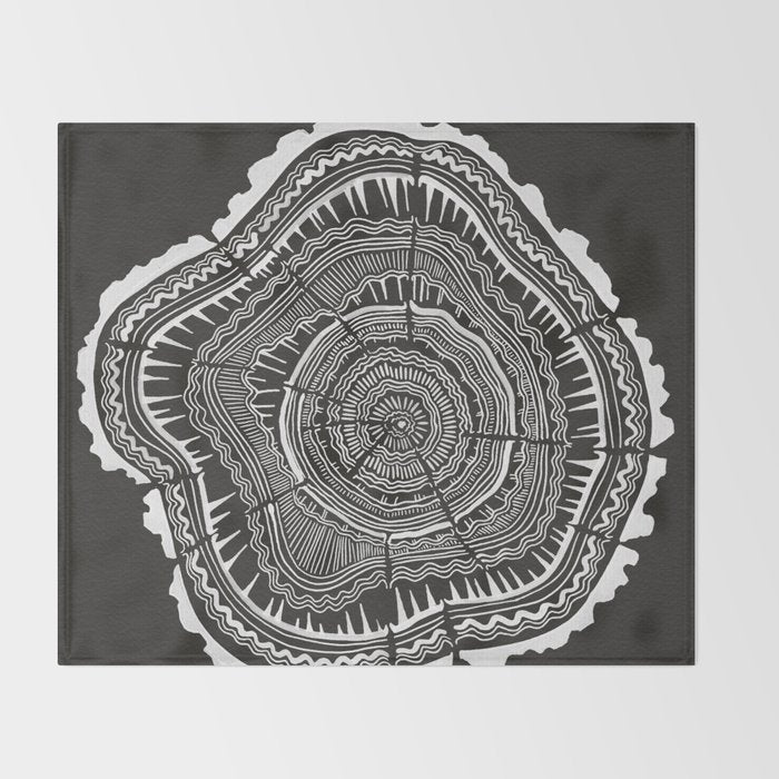 Growth Rings - 65 Years - Black Throw Blanket Gallery Image 2