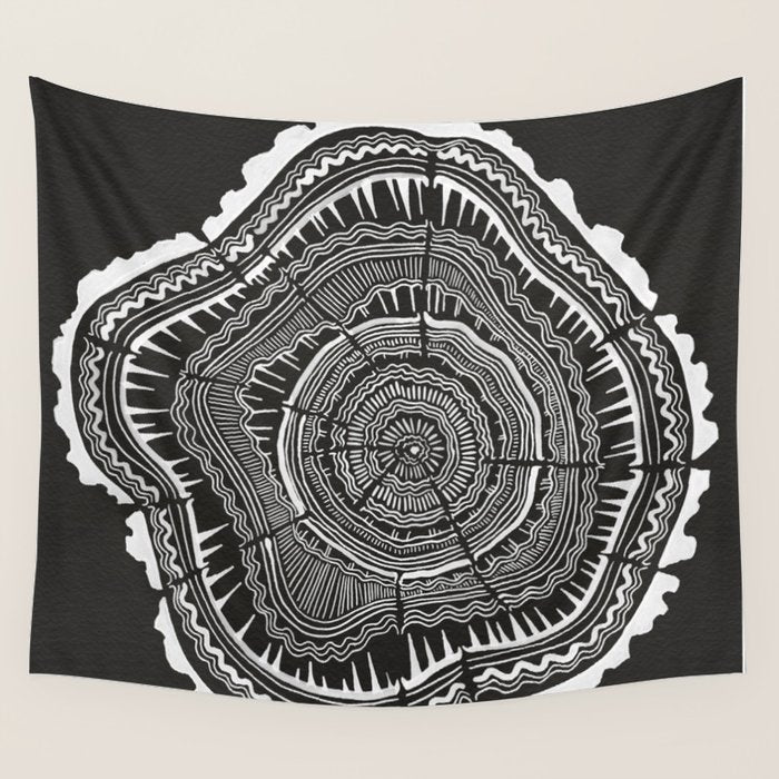 Growth Rings - 65 Years - Black Wall Tapestry Gallery Image 1